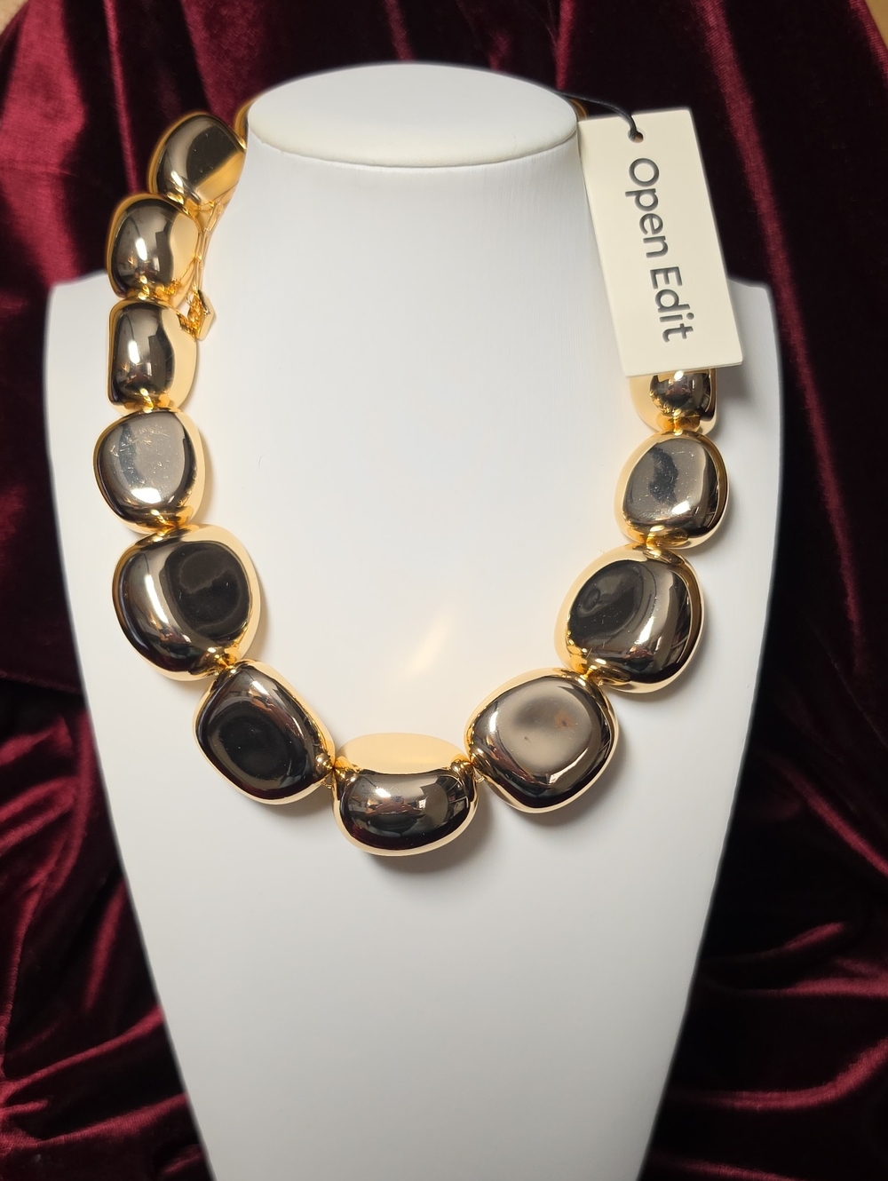 Open Edit Goldtone Chunky Pebble Necklace